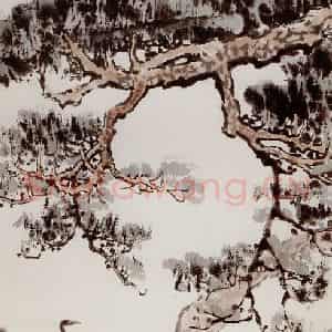 现代 徐悲鸿《松鹤图轴》国画综合作品图片鉴赏