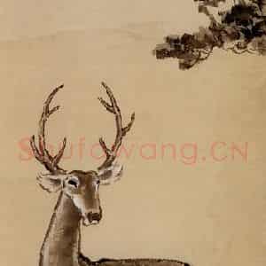 现代 徐悲鸿《猫梅花鹿马牛四屏条》国画综合作品图片鉴赏