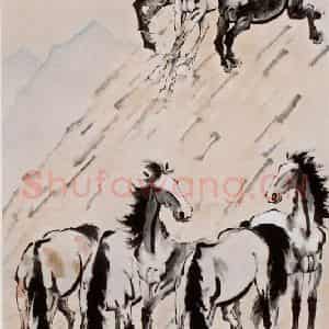 现代 徐悲鸿《八骏图》国画综合作品图片鉴赏