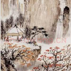 1946年 钱松岩《华亭入翠微》国画综合作品图片鉴赏