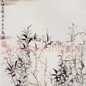 20世纪60年代初期 钱松岩《春水新涨》国画综合作品图片鉴赏