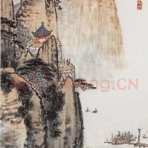 1963年 钱松岩《?石一角》国画综合作品图片鉴赏