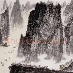 20世纪70年代后期 钱松岩《峡江帆影》国画综合作品图片鉴赏