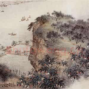 20世纪50年代后期 钱松岩《花果满山鱼塘满》国画综合作品图片鉴赏