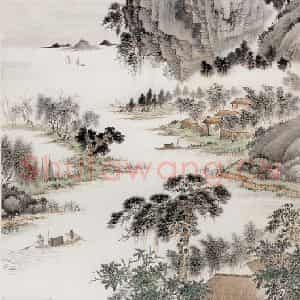 1945年 钱松岩《越大夫归隐图》国画综合作品图片鉴赏