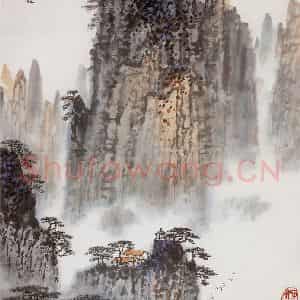 20世纪70年代中期 钱松岩《霁夏山新》国画山水作品图片鉴赏