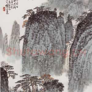1984年 钱松岩《游山不及看山也》国画山水作品图片鉴赏