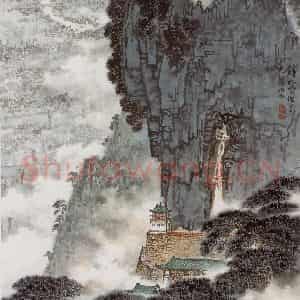 20世纪70年代中期 钱松岩《九龙山下》国画山水作品图片鉴赏