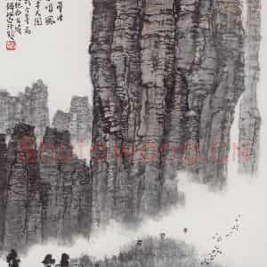 1963年 钱松岩《金鸡岭》国画山水作品图片鉴赏