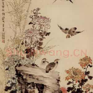 20世纪40年代 钱松岩《安居图》国画花鸟作品图片鉴赏