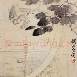 20世纪40年代 钱松岩《青灯络纬》国画花鸟作品图片鉴赏