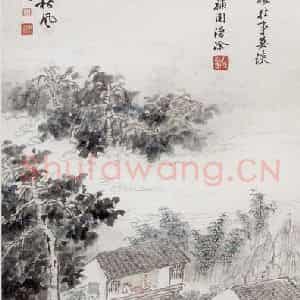 1941年 钱松岩《层楼邀月》国画综合作品图片鉴赏