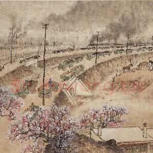 1959年 钱松岩《千车万马运煤忙》国画综合作品图片鉴赏