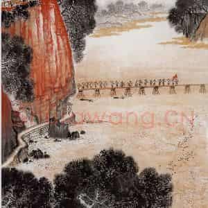 20世纪60年代初期 钱松岩《长征第一桥》国画综合作品图片鉴赏