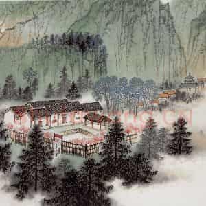1970年 钱松岩《井冈山颂》国画山水作品图片鉴赏