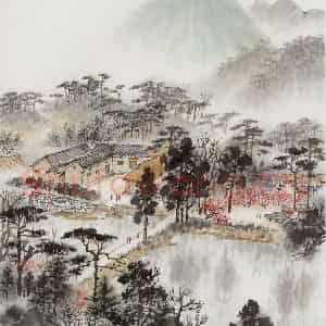 1961年 钱松岩《韶山春色》国画山水作品图片鉴赏
