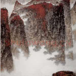 20世纪70年代后期 钱松岩《塞外风光》国画山水作品图片鉴赏