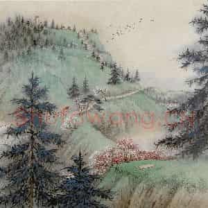 1957年 钱松岩《雨花台》国画山水作品图片鉴赏