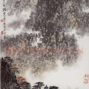 1980年 钱松岩《钟山晴霭》国画山水作品图片鉴赏