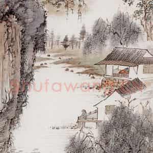 1943年 钱松岩《闲抱岫云护画堂》国画综合作品图片鉴赏