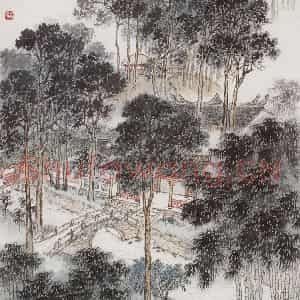 20世纪60年代初期 钱松岩《杜甫草堂》国画综合作品图片鉴赏