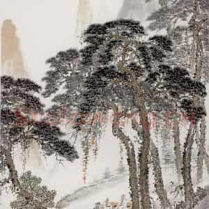 1943年 钱松岩《松凉夏健人》国画综合作品图片鉴赏