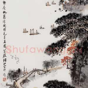 20世纪70年代中期 钱松岩《太湖万顷开晴色》国画综合作品图片鉴赏