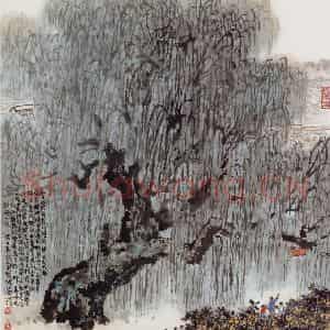 1979年 钱松岩《大寨乐人树》国画综合作品图片鉴赏
