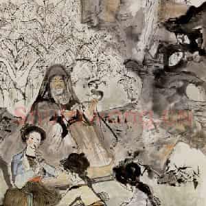1982年 程十发《授乐图》国画人物作品图片鉴赏