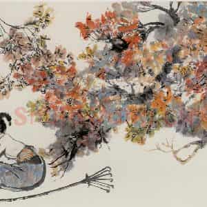 1984年 程十发《红叶秋深》国画综合作品图片鉴赏