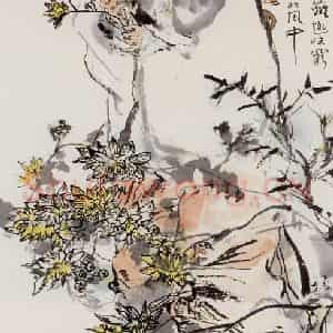 1989年 程十发《秋菊图》国画综合作品图片鉴赏