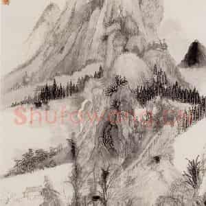 1942年 程十发《渔归图》国画山水作品图片鉴赏