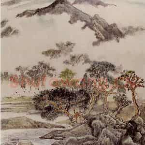 1991年 程十发《江南小景》国画山水作品图片鉴赏