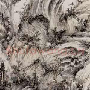 1948年 程十发《临文五峰画》国画山水作品图片鉴赏