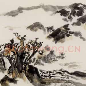 2003年 程十发《画中行》国画山水作品图片鉴赏