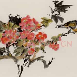 2003年 程十发《牡丹墨竹》国画花鸟作品图片鉴赏