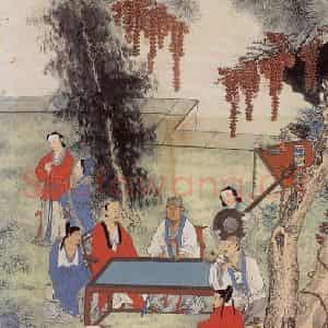 1948年 程十发《演乐图》国画人物作品图片鉴赏