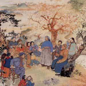 1957年 程十发《歌唱祖国的春天》国画人物作品图片鉴赏