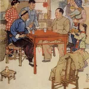 1958年 程十发《毛主席到我家》国画人物作品图片鉴赏
