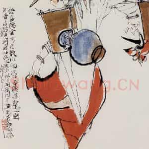 1959年 程十发《小河淌水》国画人物作品图片鉴赏