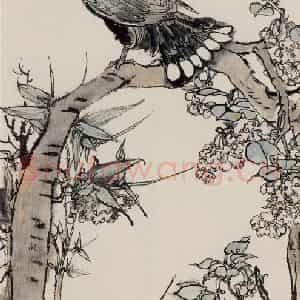 1961年 程十发《寻觅》国画花鸟作品图片鉴赏