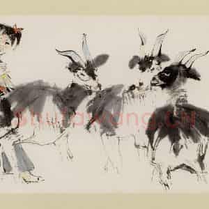 1965年 程十发《三羊开泰》国画人物作品图片鉴赏