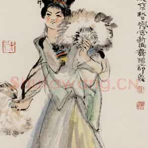 1978年 程十发《春江花月夜》国画人物作品图片鉴赏