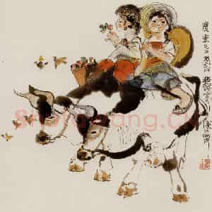 1978年 程十发《果香鸟语》国画人物作品图片鉴赏