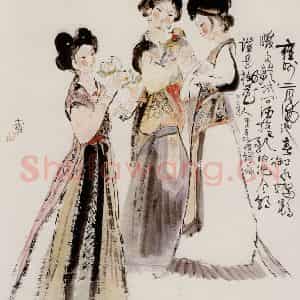1980年 程十发《李昌谷诗意》国画人物作品图片鉴赏