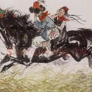 约1962年 黄胄《藏童上学》国画综合作品图片鉴赏