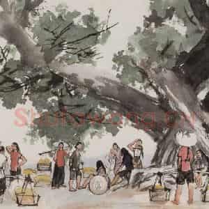 20世纪60年代初 黄胄《榕树下》国画人物作品图片鉴赏