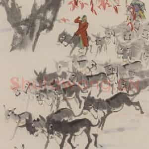 1963年 黄胄《少女牧驴》国画花鸟作品图片鉴赏
