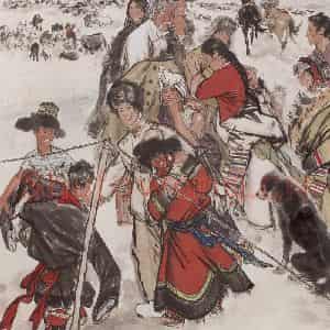 1964年 黄胄《亲人》国画人物作品图片鉴赏