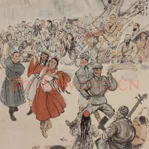 1950年 黄胄《军民一家》国画人物作品图片鉴赏